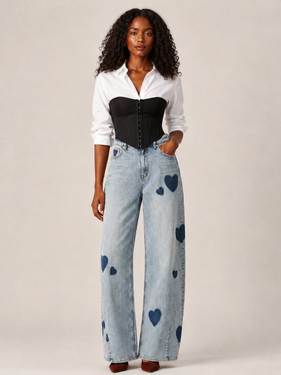 Bayeas Denim - NEW BAYEAS Rosalind Heart Detail High Rise Barrel Jeans Women’s Size 26